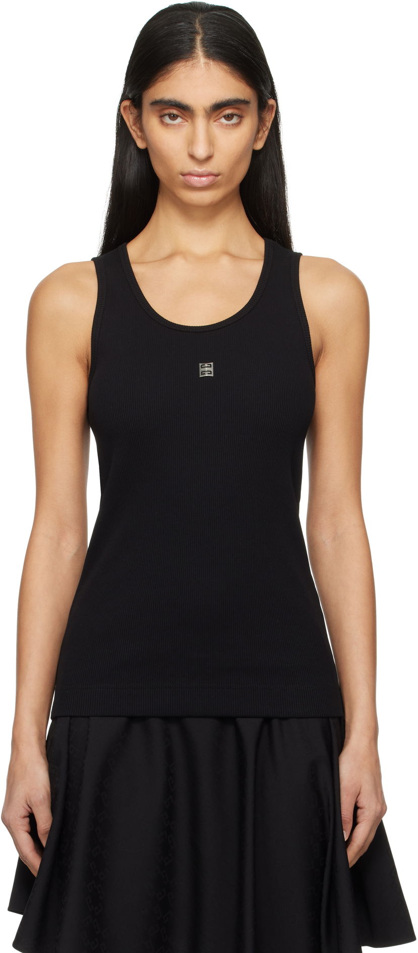 Linne Givenchy Ribbed Tank Top Svart | BW70CH3YHY001