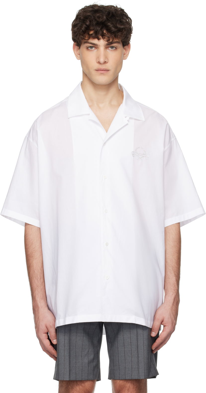 Skjorta Moschino Moschino Laurel Crown Emblem Shirt Vit | 251ZZA021702341001