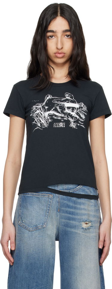 T-shirt Maison Margiela MM6 Maison Margiela Rabbit Print T-Shirt Svart | S62GD0199 M20108, 0