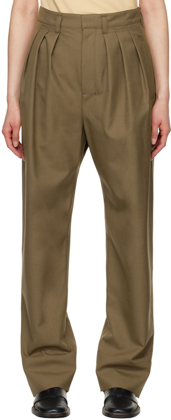 Byxor LEMAIRE LEMAIRE Pleated Trousers Grön | PA1093 LF414