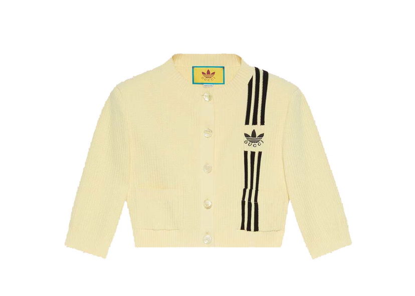 Sweater Gucci adidas x Cropped Cardigan Yellow Gul | 693785 XKCDQ 7467