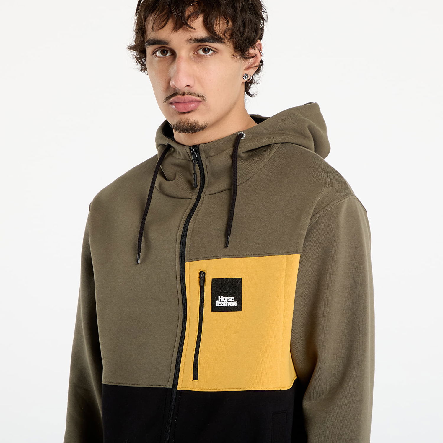 Sweatshirt Horsefeathers Vick Full-Zip Colorblock Hoodie with Chest Pocket Flerfärgad | SM1321M, 1