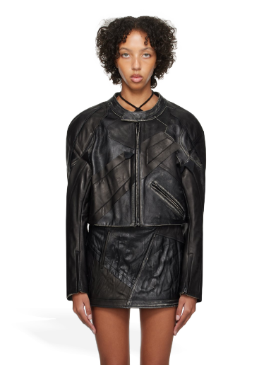 Jacka Acne Studios Patchwork Leather Jacket Svart | A70152-