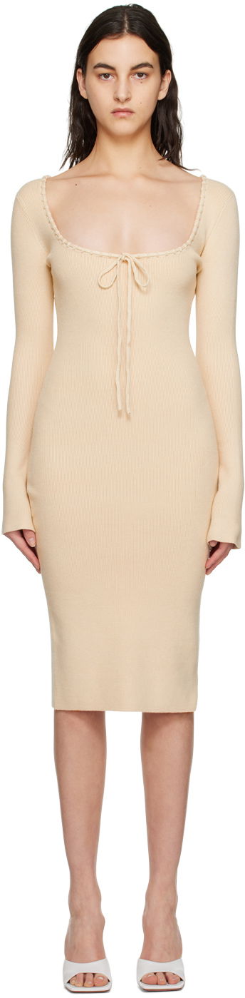 Klä GUIZIO Guizio Bow Midi Dress Beige | DGF22E702_CRM