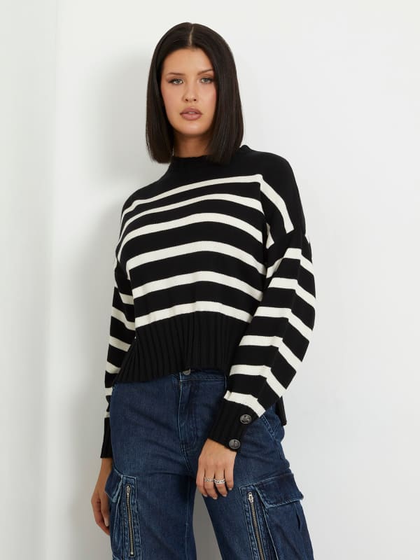 Sweater GUESS Striped Sweater Svart | W4RR45Z37L1, 0