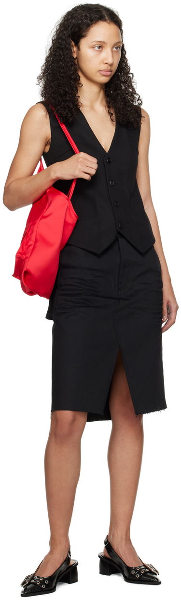 Kjol We11done We11done Raw Edge Midi Skirt Svart | WD-DS0-24-303-W-BK, 3