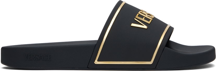 Sneakers och skor Versace Versace Logo Pool Slides Svart | 1018496_1A13176
