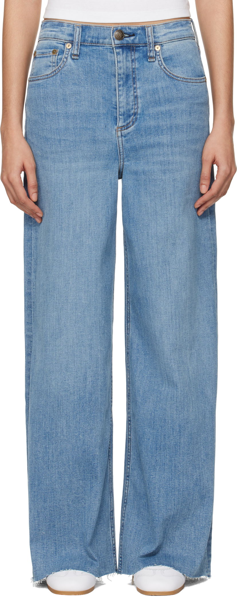 Jeans rag & bone rag & bone 'The Sofie' High-Rise Ultra Wide Ankle Jeans Blå | WDD24F3000FUMO
