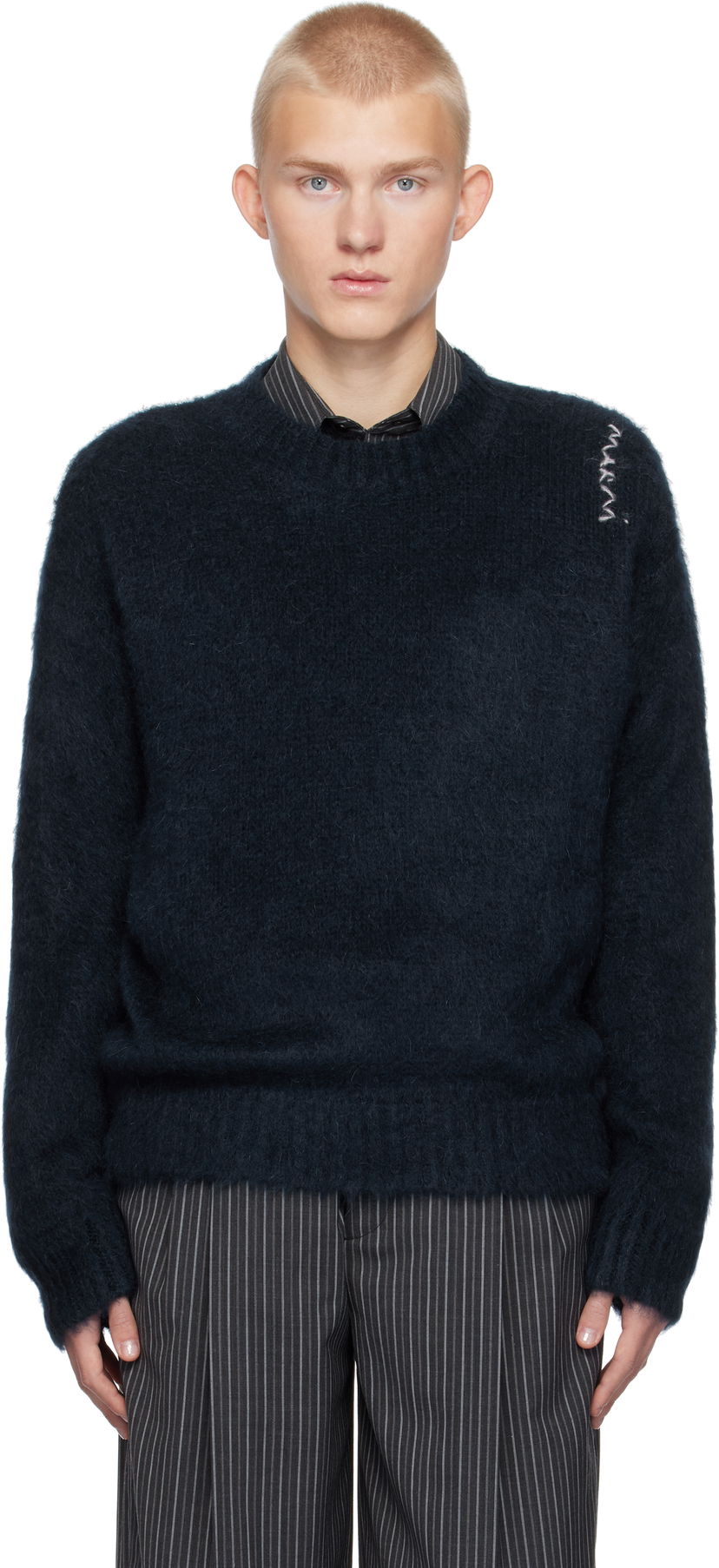 Sweater Marni Fuzzy Wuzzy Sweater Mörkblå | GCMG0423A0 UFU172