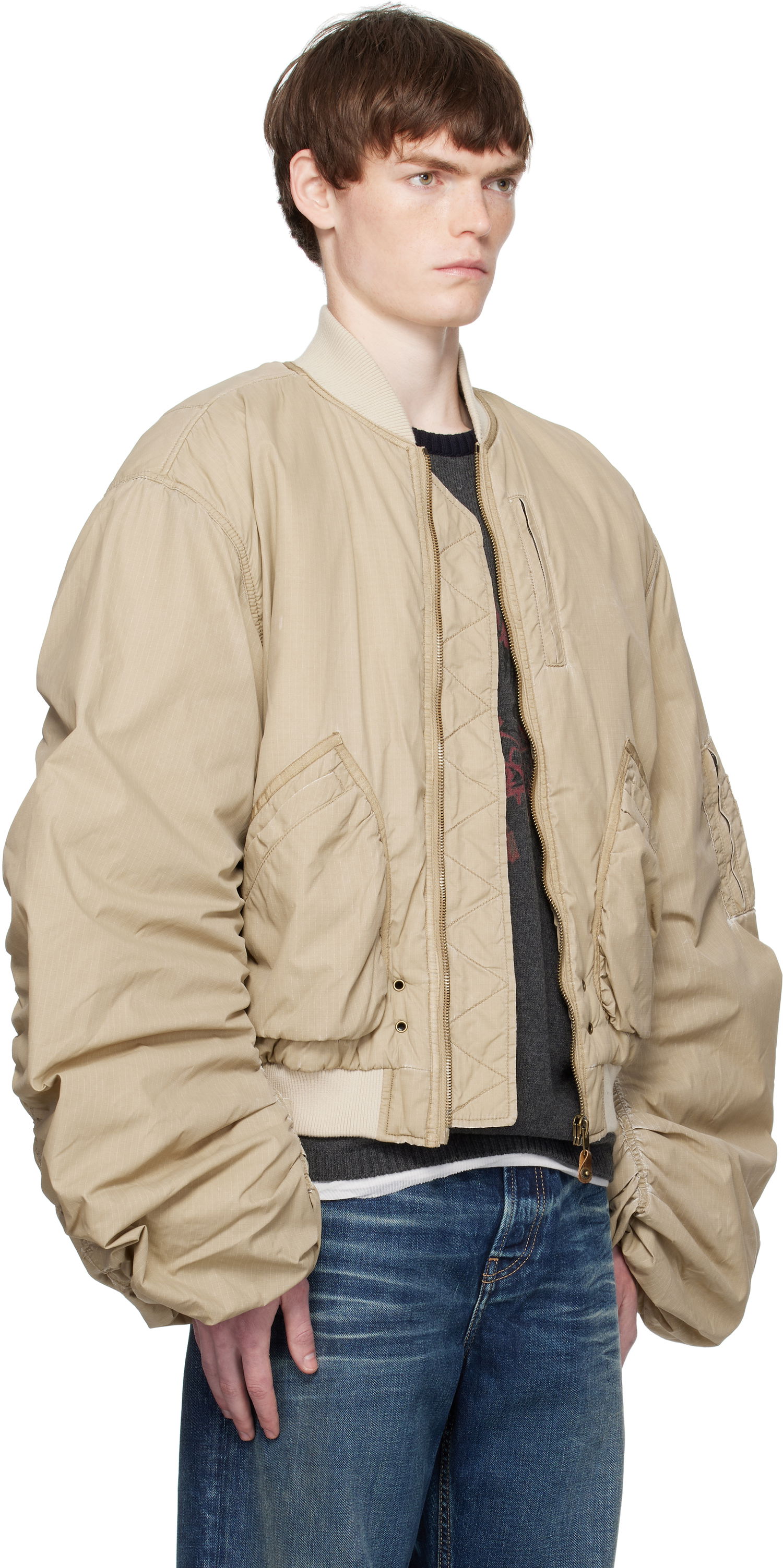 Bomberjacka We11done We11done Washed Nylon Bomber Jacket Beige | WD-JP2-25-059-U-BG, 1