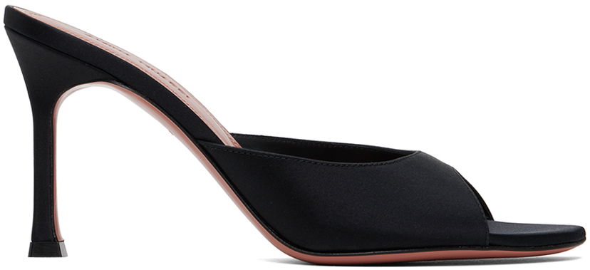 Tillbehör Amina Muaddi Amina Muaddi Alexa Slipper 90 Heeled Sandals Svart | ALEXA SLIPPER SR SATIN