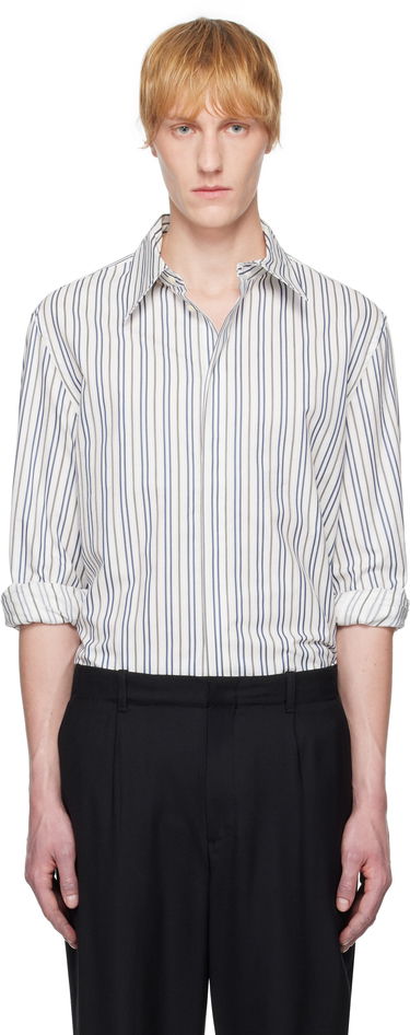 Skjorta Marine Serre Serre Regenerated Striped Poplin Button Up Shirt Vit | MSI037A DWOV0060, 0