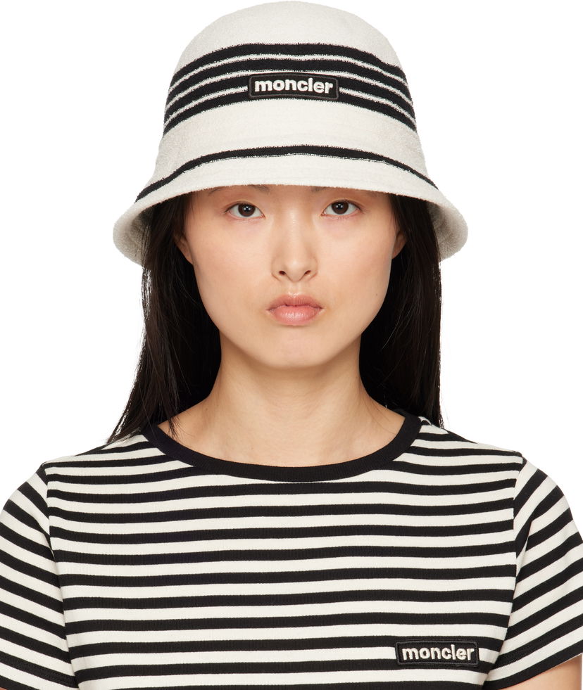 Hatt Moncler Moncler Striped Bucket Hat Vit | K10933B000570U488