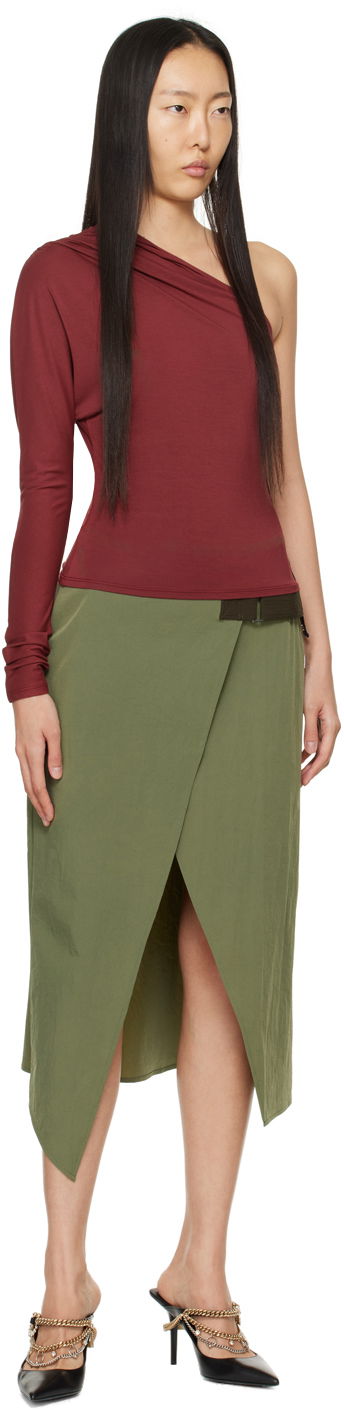 Linne Miaou Miaou Katia One Shoulder Long Sleeve Top Bourgogne | 7095TJBRUS, 3