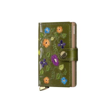 Plånbok Secrid Floral Embroidered Mini Cardholder Wallet Grön | MSt-Olive, 0