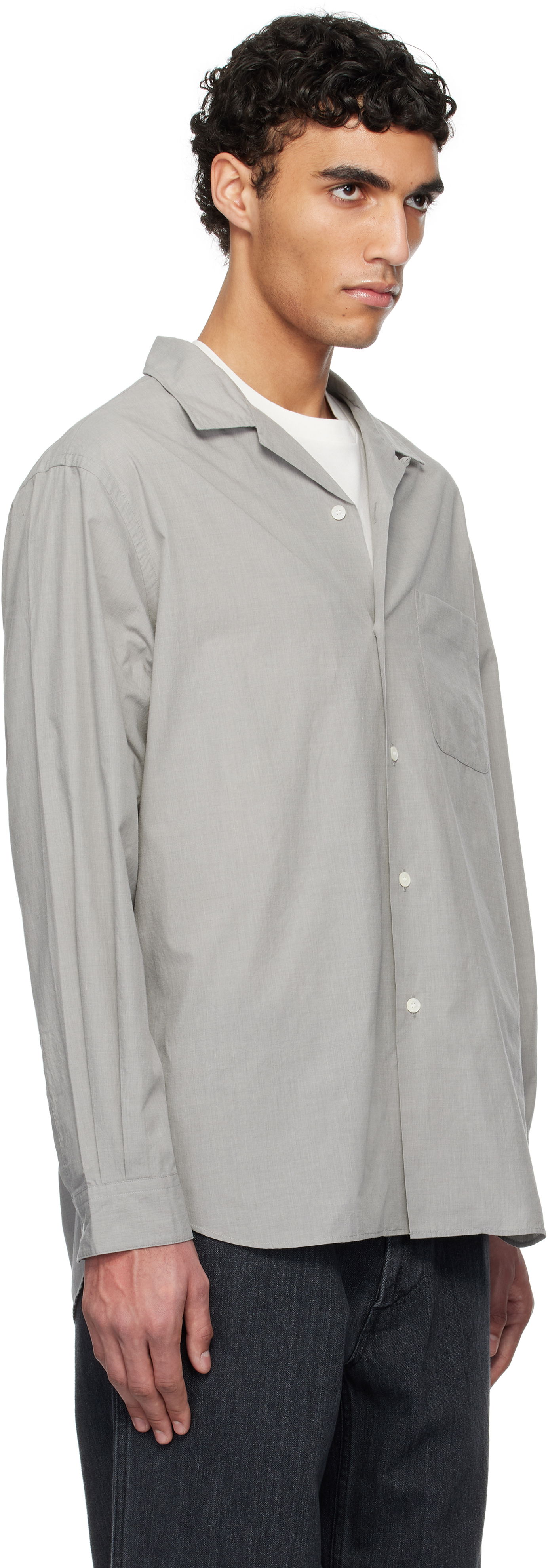 Skjorta NANAMICA nanamica Open Collar End-on-End Shirt Grå | S25SG063U, 1