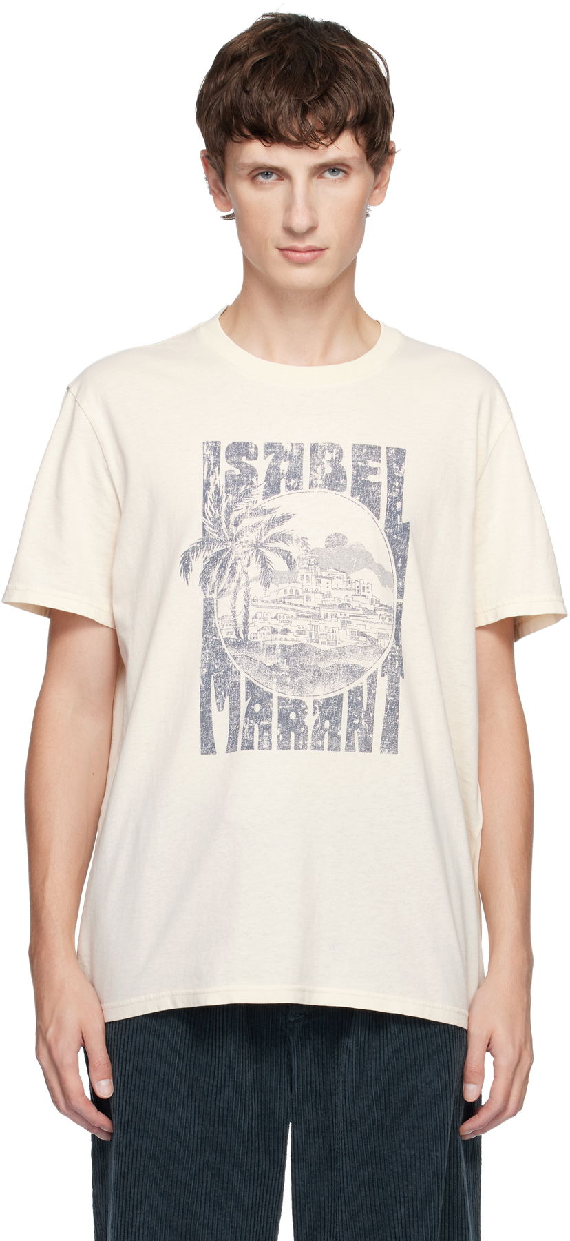 T-shirt ISABEL MARANT Isabel Marant Honore Graphic Print T-Shirt Beige | 25ATS0052HB-C3N09H