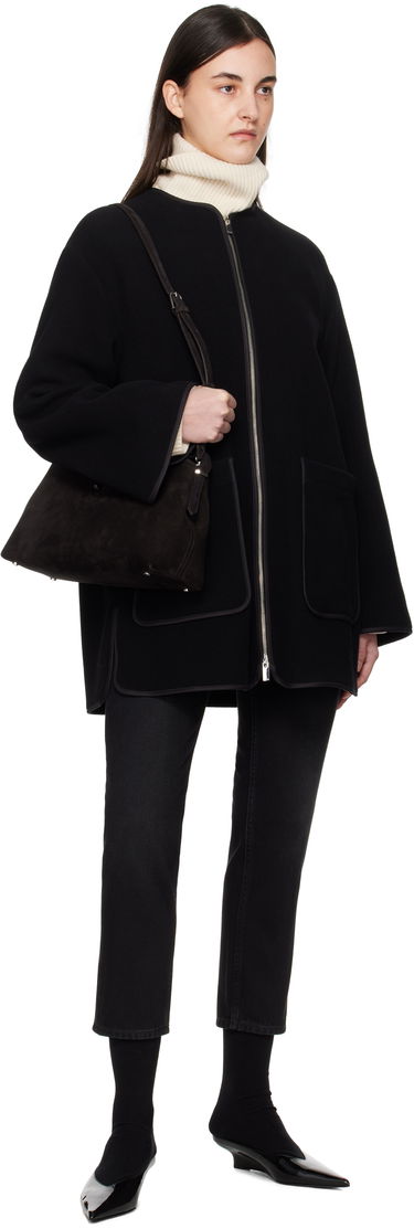 Rockar TOTEME TOTEME Felted Wool Zip-Up Jacket Svart | 251-WRO4262-FB0039, 3