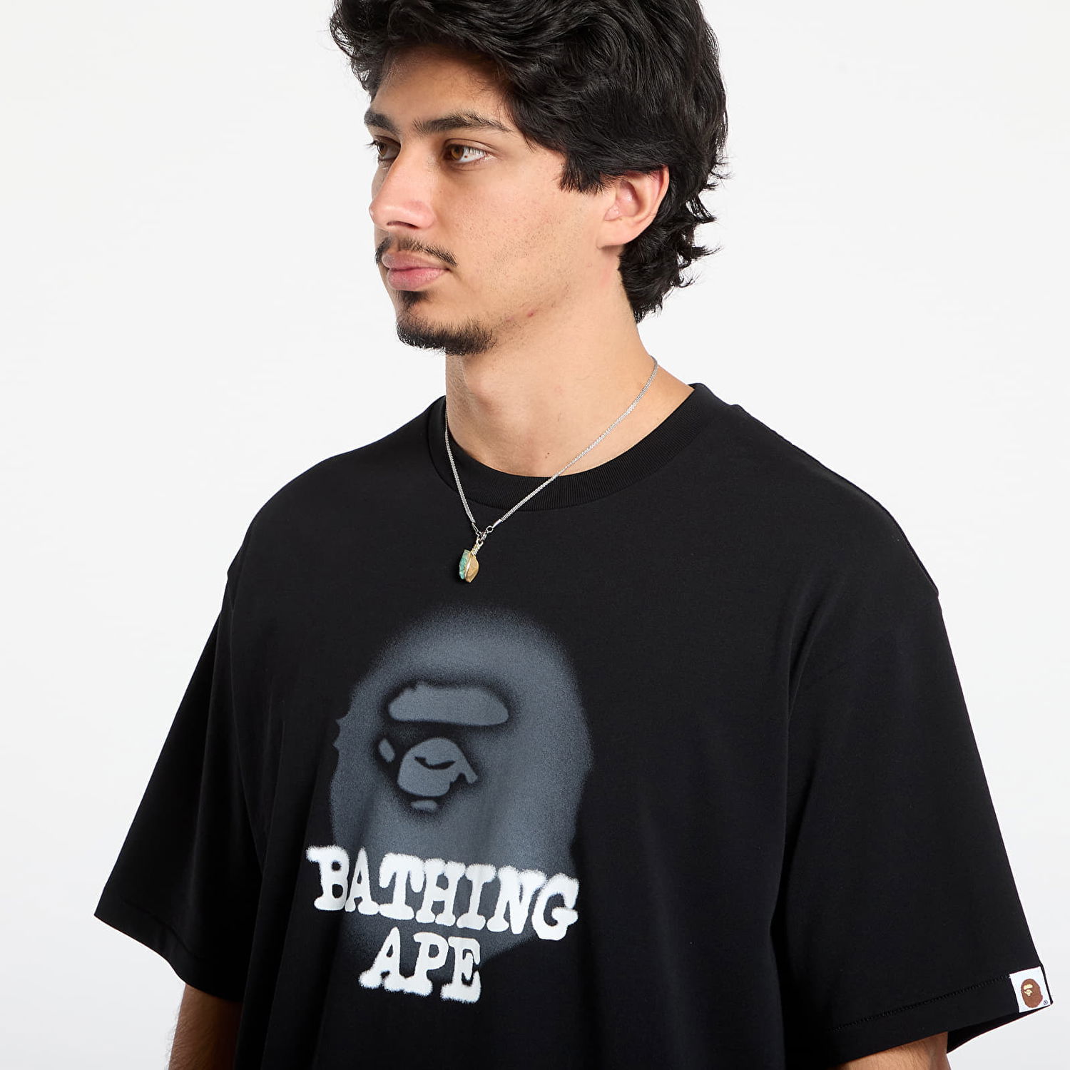 T-shirt BAPE Bathing Ape Logo Relaxed Fit Tee Svart | 001TEL801303MBLK, 1
