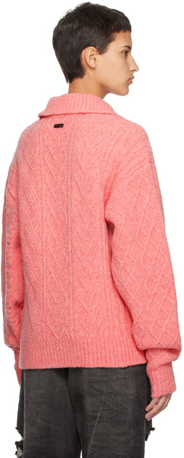 Sweater ADER ERROR Long Sleeve Cable Knit Polo Sweater Rosa | BMADFWKT0102PK, 2