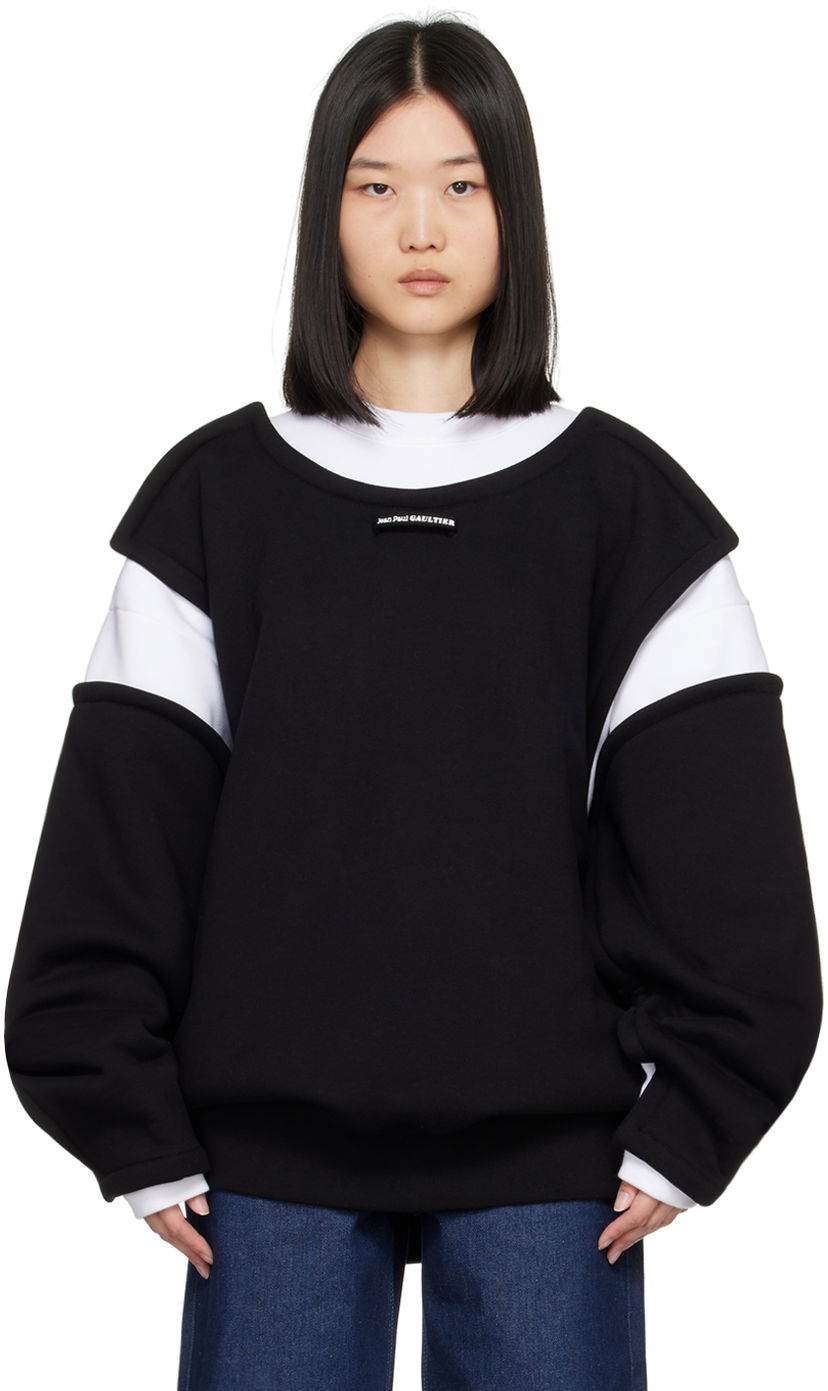 Sweatshirt Jean Paul Gaultier Jean Paul Gaultier 'The Petit Grand' Layered Sweatshirt Svart | 24/30-F-SW040-J057-0100