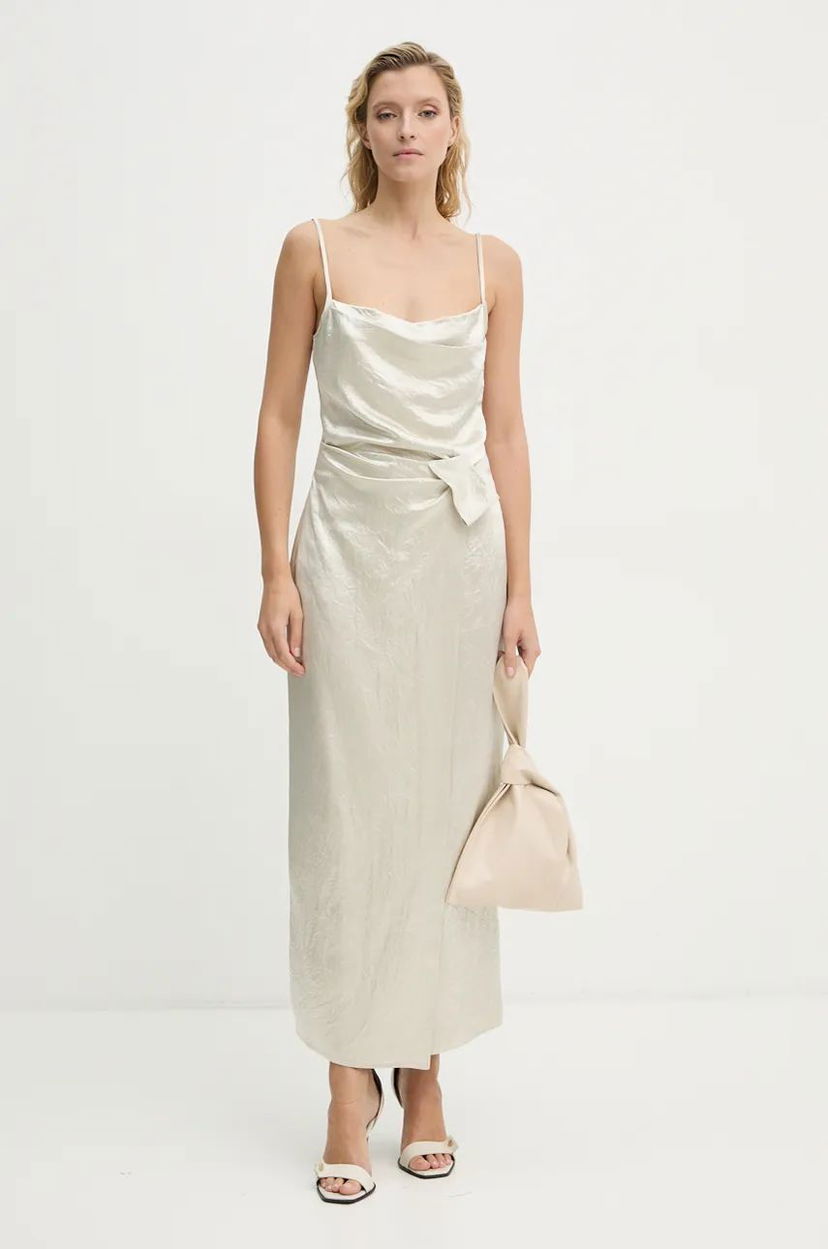 Klä Nanushka Cowl Neck Satin Maxi Dress Vit | NW24PFBS13171