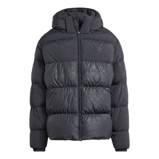 Pufferjacka adidas Originals Regen Monogram Hooded Puffer Jacket Svart | HZ0681