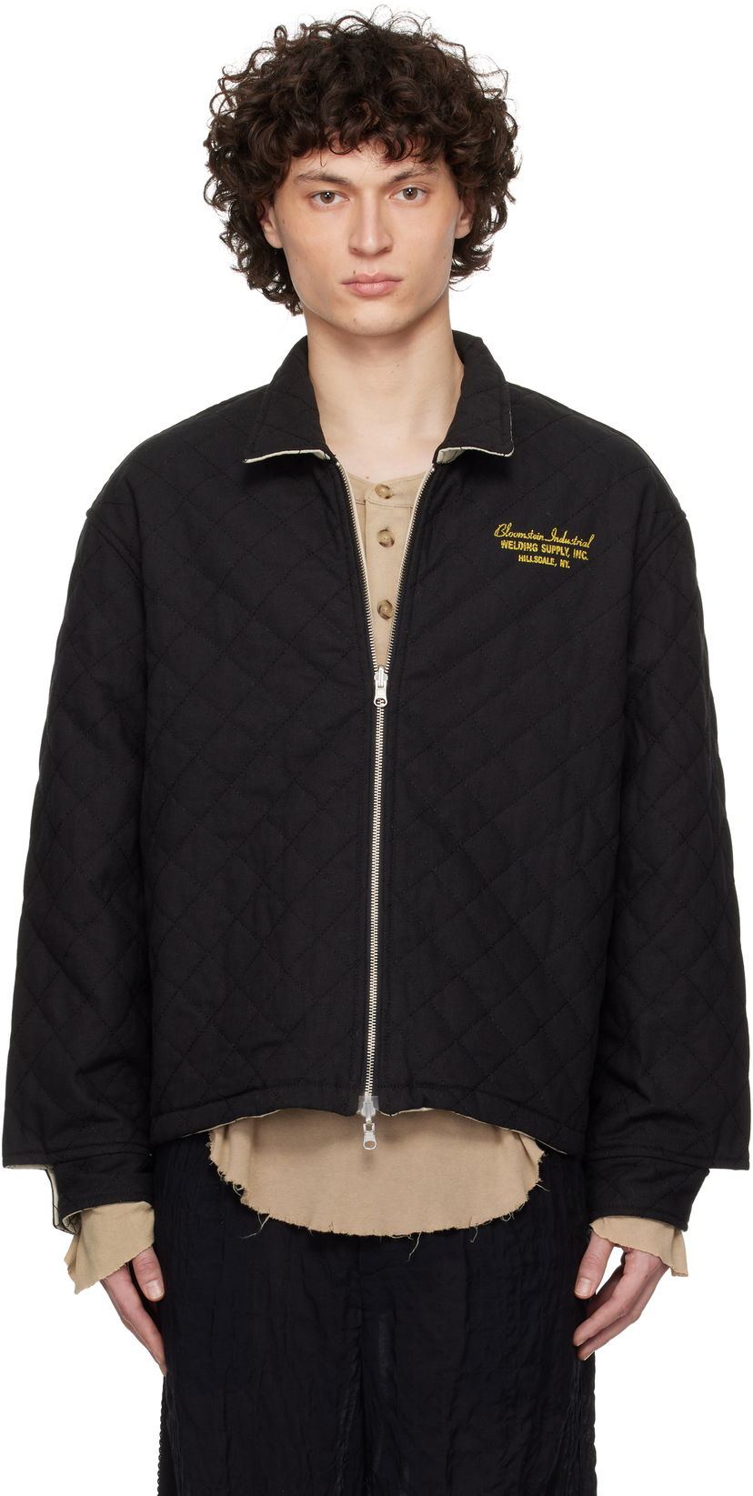 Bomberjacka Bode Bode Bloomstein Quilted Reversible Jacket Svart | MRS25JA028