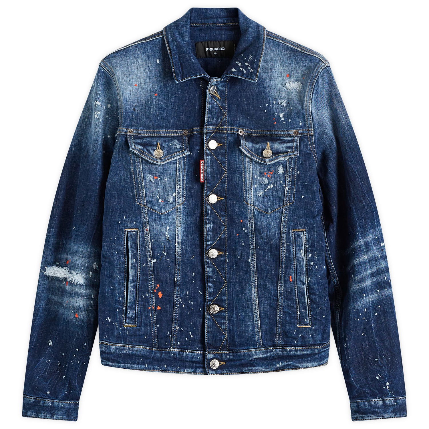 Jacka DSQUARED2 Dsquared2 Dan Paint Splatter Denim Jacket Blå | S74AM1563-S30664-470, 0