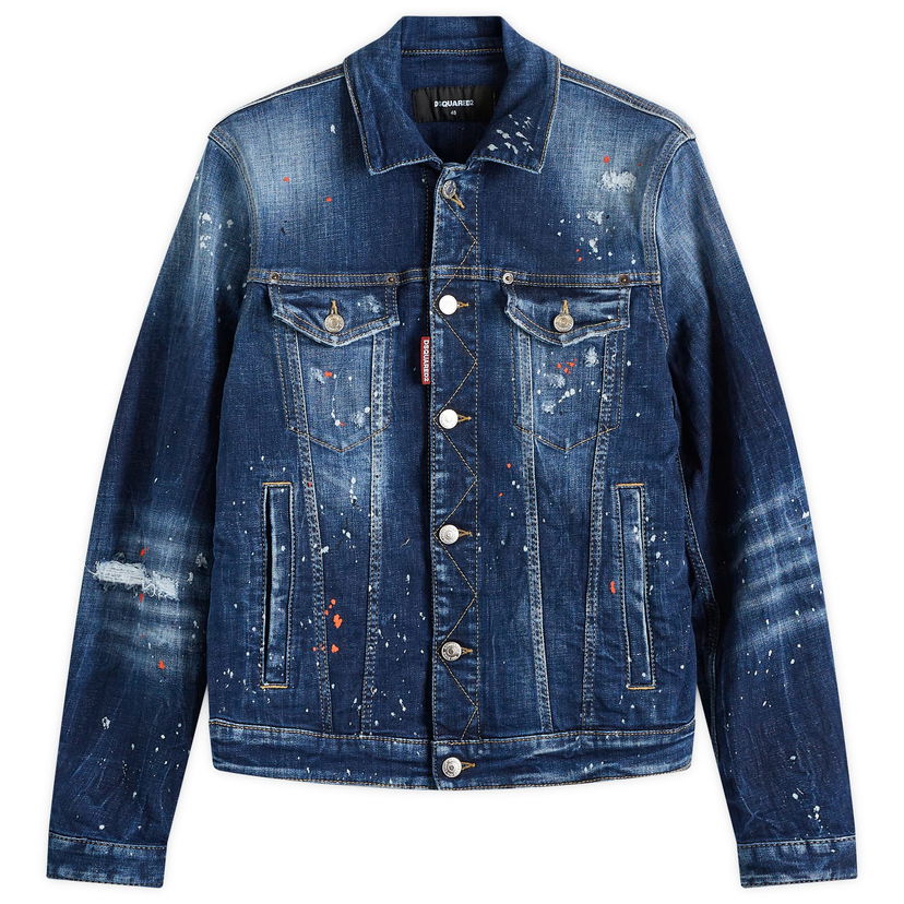 Jacka DSQUARED2 Dsquared2 Dan Paint Splatter Denim Jacket Blå | S74AM1563-S30664-470