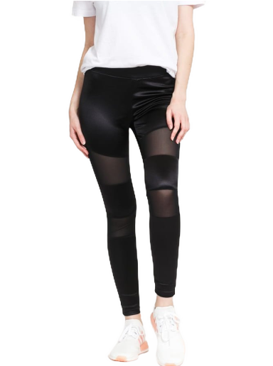 Damasker Urban Classics Shiny Tech Mesh Leggings Svart | TB3790 black