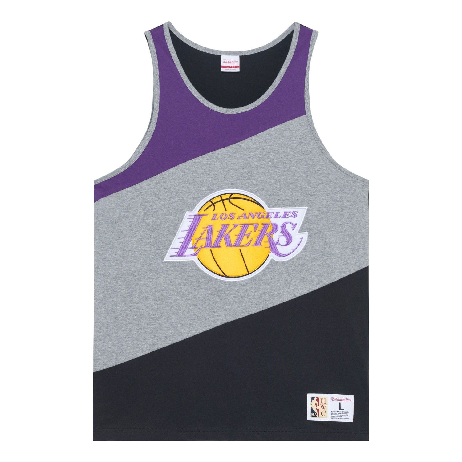 Linne Mitchell & Ness NBA HWC Lakers Colorblocked Cotton Tank Top Grå | TTNK5120-LALYYPPPGHBK, 0