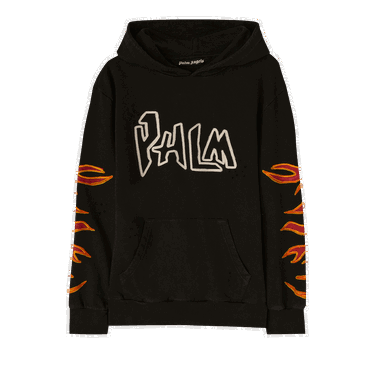 Sweatshirt Palm Angels Graffiti Flames Hoodie Svart | PMBB117F22FLE0021001, 0