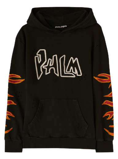Sweatshirt Palm Angels Graffiti Flames Hoodie Svart | PMBB117F22FLE0021001