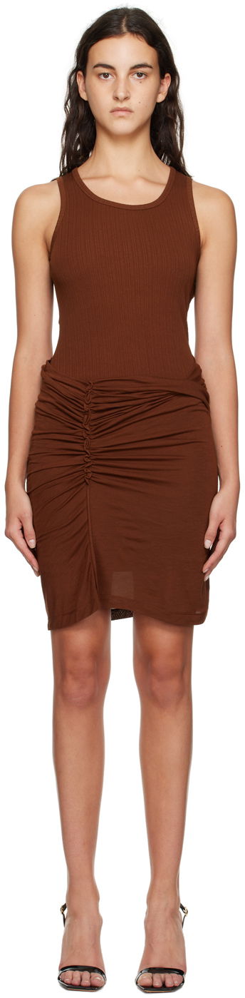 Klä Helmut Lang Helmut Lang Ruched Mini Dress Brun | N06HW605