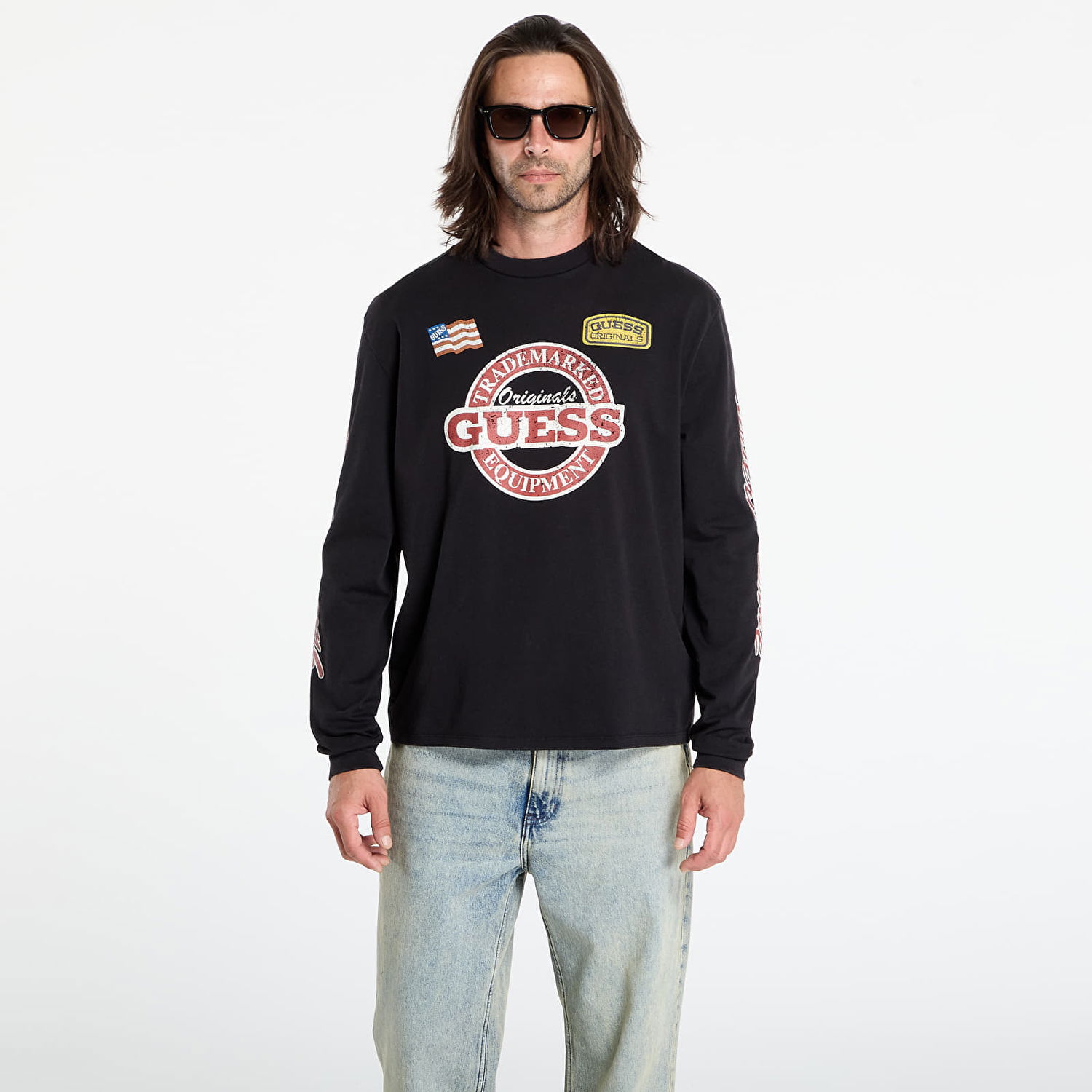 T-shirt GUESS Guess Originals Long Sleeve Race Graphic Tee Svart | M5YI56K8FQ4-JTMU, 0