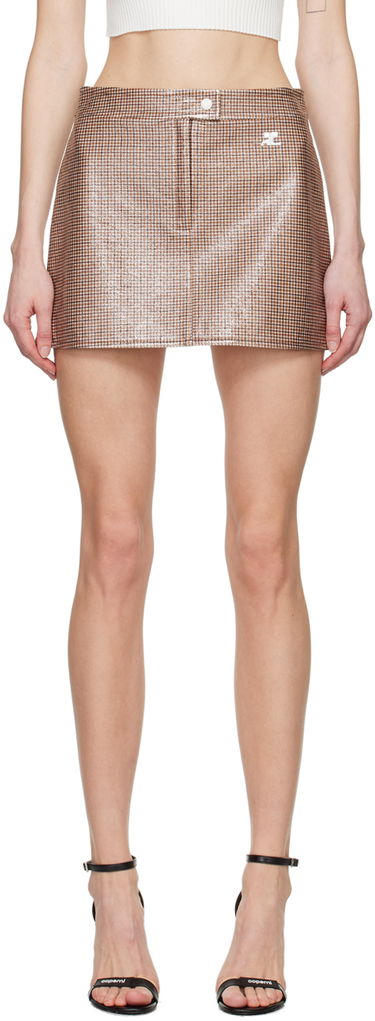 Kjol Courrèges Courrèges Checked Miniskirt Brun | 124CJU001PR0042, 0