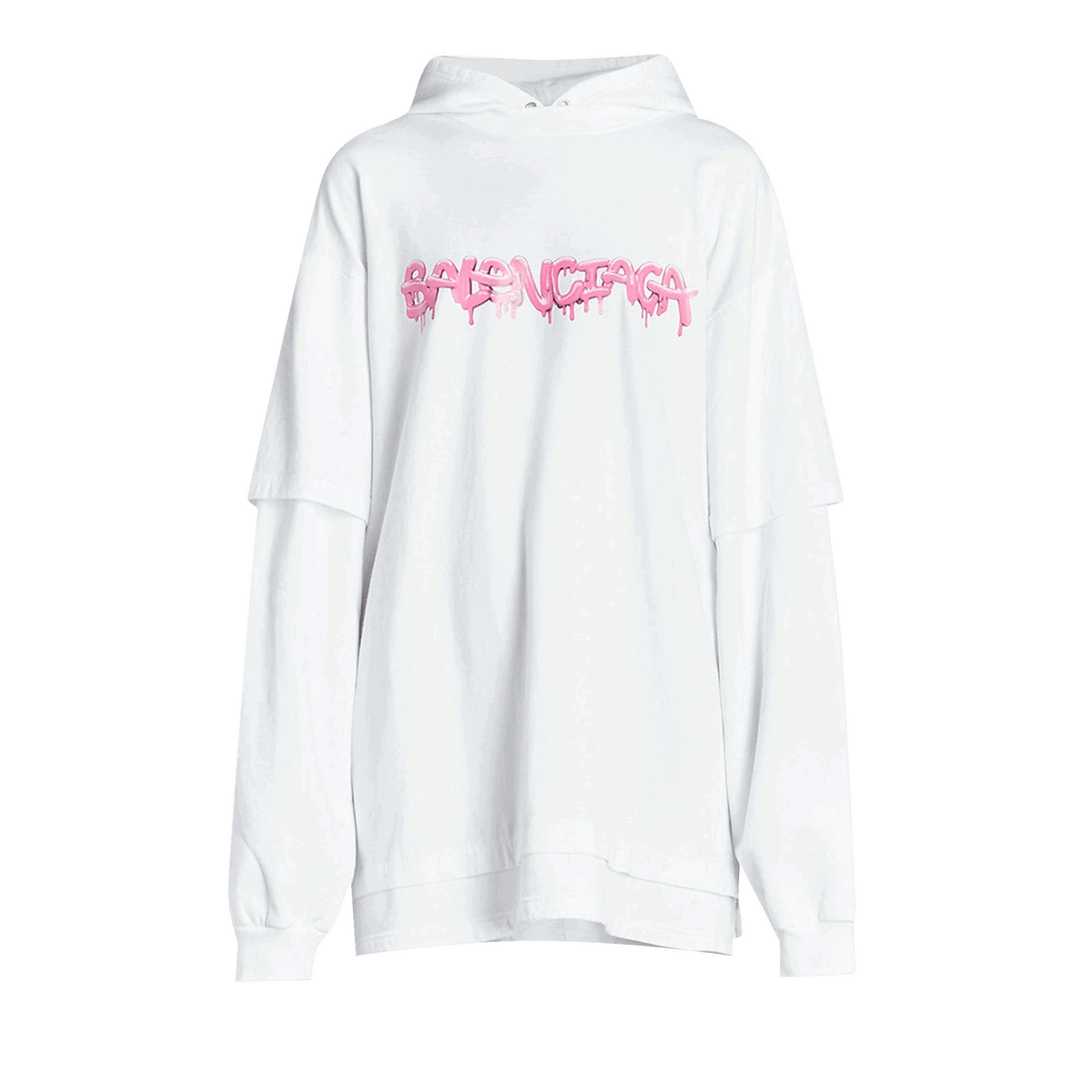 Sweatshirt Balenciaga Double Sleeve Hoodie Vit | 681029 TLVF1 0901, 0