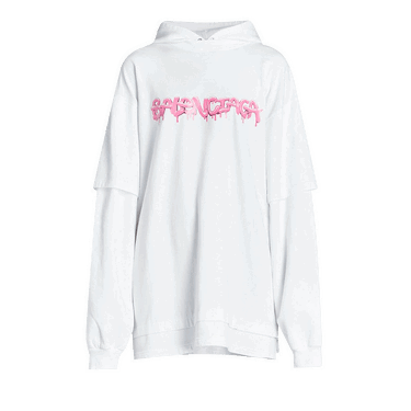 Sweatshirt Balenciaga Double Sleeve Hoodie Vit | 681029 TLVF1 0901, 0