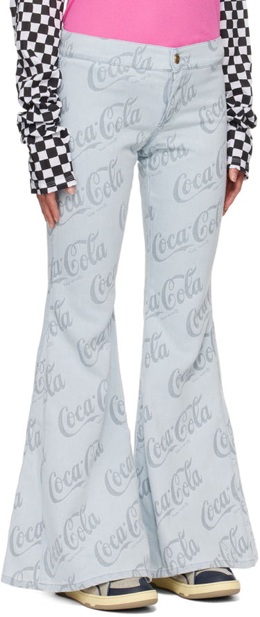 Jeans ERL Jacquard Logo Pattern Flare Jeans Blå | ERL08P014, 4