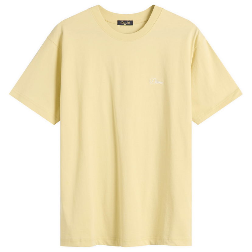 T-shirt Dime Dime Cursive Small Logo T-Shirt, Size Large Gul | DIMEFA2544CRE