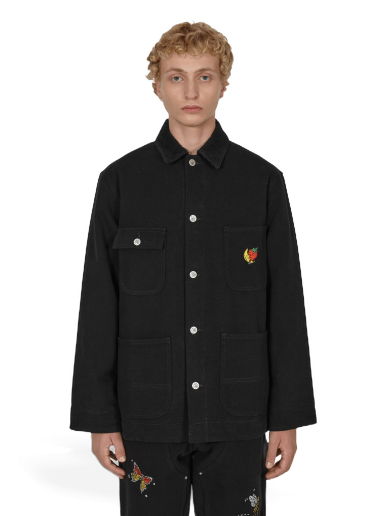 Rockar Sky High Farm Canvas Embroidered Workwear Chore Coat Svart | SHF02C008 1