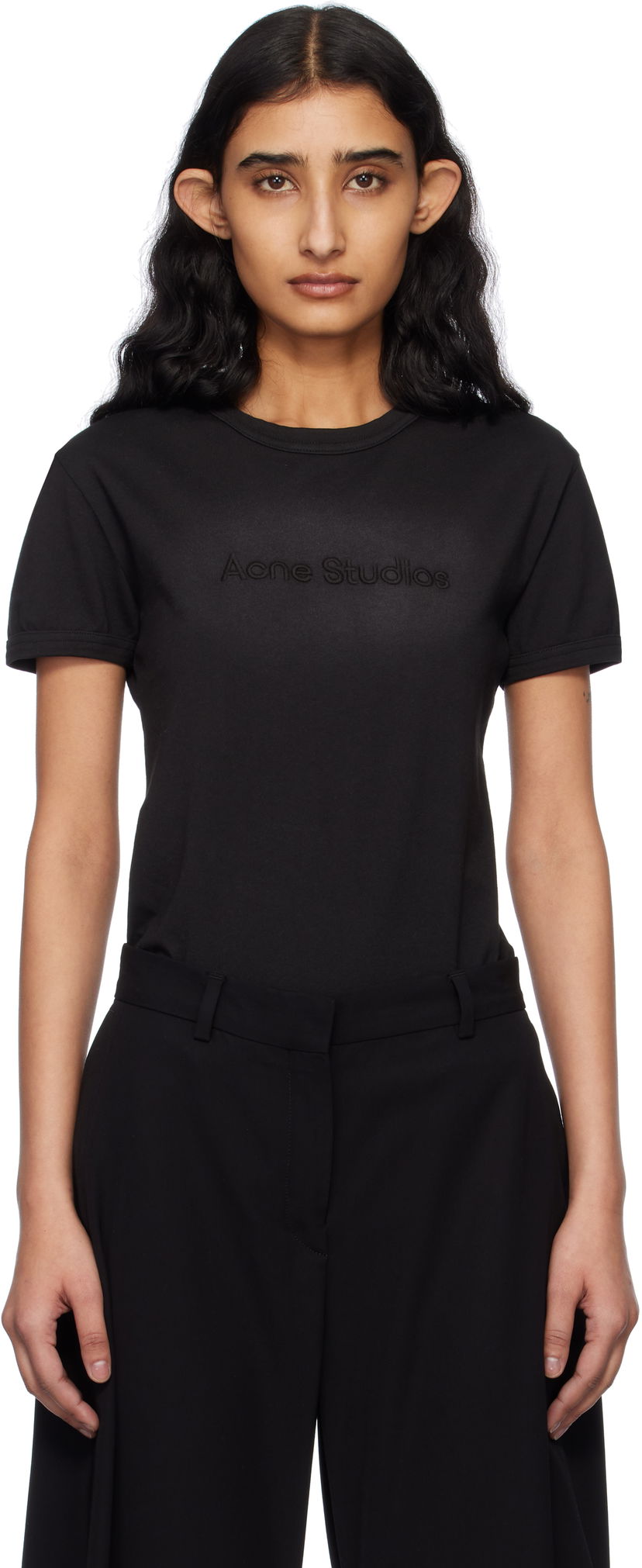 T-shirt Acne Studios Acne Studios Fitted T-Shirt With Logo Svart | AL0457-