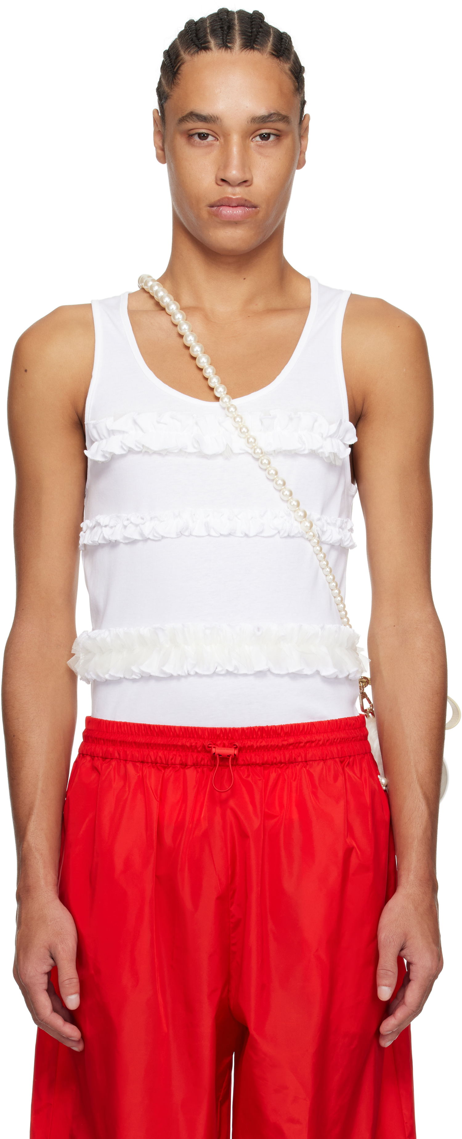 Linne Simone Rocha Simone Rocha Ruffle Frill Tank Top Vit | 5324F 0553, 0