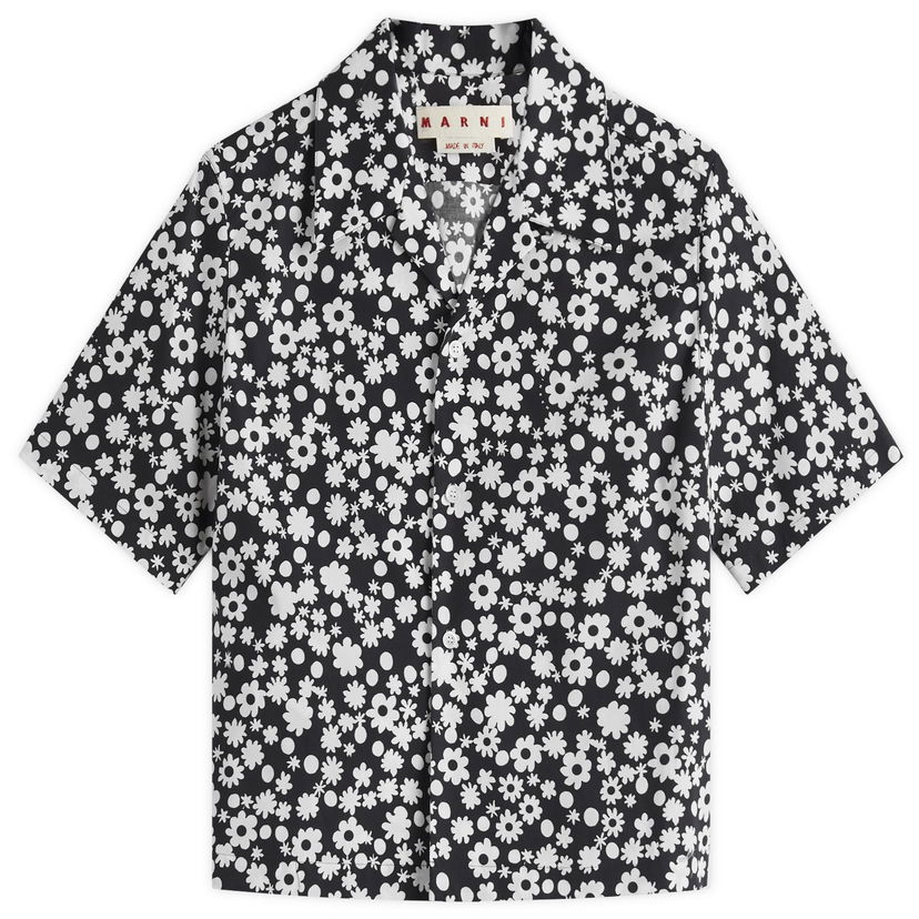 Skjorta Marni Marni Floral Cropped Shirt, Size Large Svart | CAMA0615S0