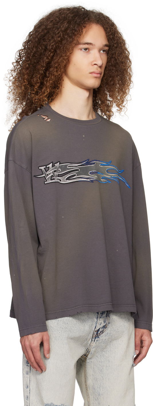 T-shirt We11done We11done Faded Long Sleeve T-Shirt Grå | WD-TT0-24-752-U-CH, 1
