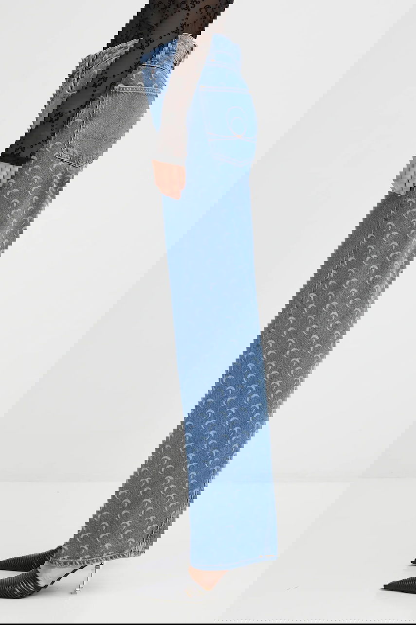 Jeans Marine Serre Moon Laser Denim Baggy High Waist Jeans Blå | WPA169ACDEN0002, 1