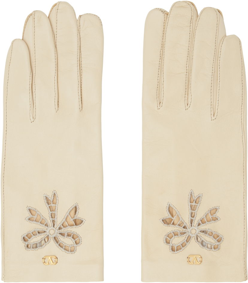 Handskar Valentino Valentino Garavani VLogo Signature Nappa Leather Gloves Beige | 6W2GD00DIQL