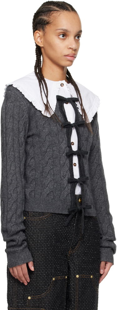 Sweater GANNI Ganni Cashmere Blend Tie Front Cardigan Grå | K2413, 1