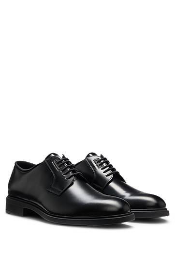 Skovård BOSS Leather Derby Shoes with Piped Trims Svart | 50499719